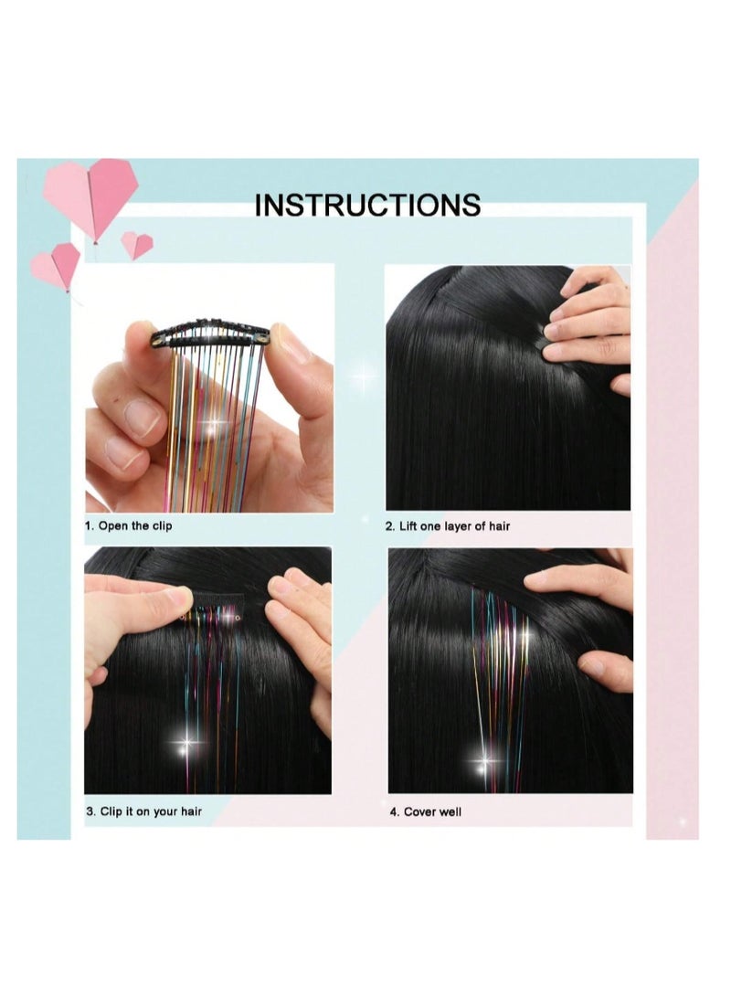 5 Pieces / Set of 60cm Pink Glitter Hair Clips, Heat Resistant Glitter Fairy Hair Accessory Set, Suitable for Women (Pink) - Image 4