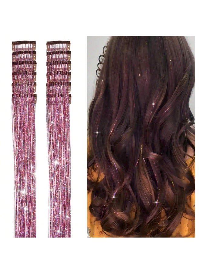 5 Pieces / Set of 60cm Pink Glitter Hair Clips, Heat Resistant Glitter Fairy Hair Accessory Set, Suitable for Women (Pink) - Image 5