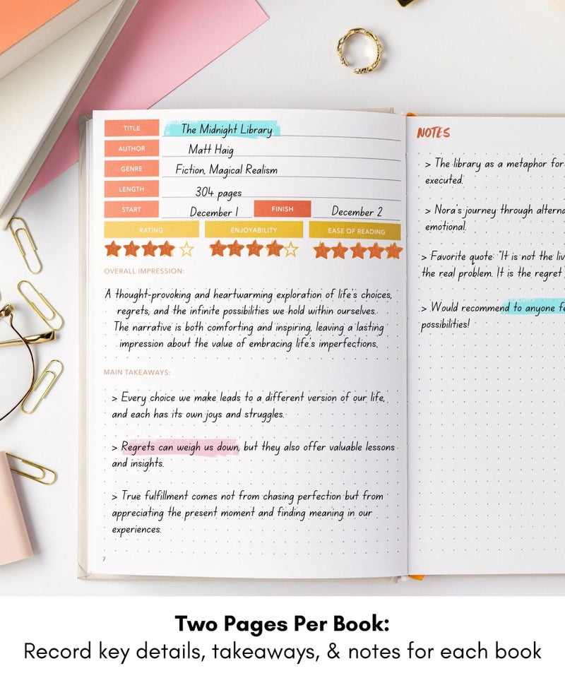 Lamare Book Journal for Book Lovers â€“ Hardcover Reading Tracker Journal with Ribbon Bookmark, Track, Organize and Review Your Favorite Books - Image 3