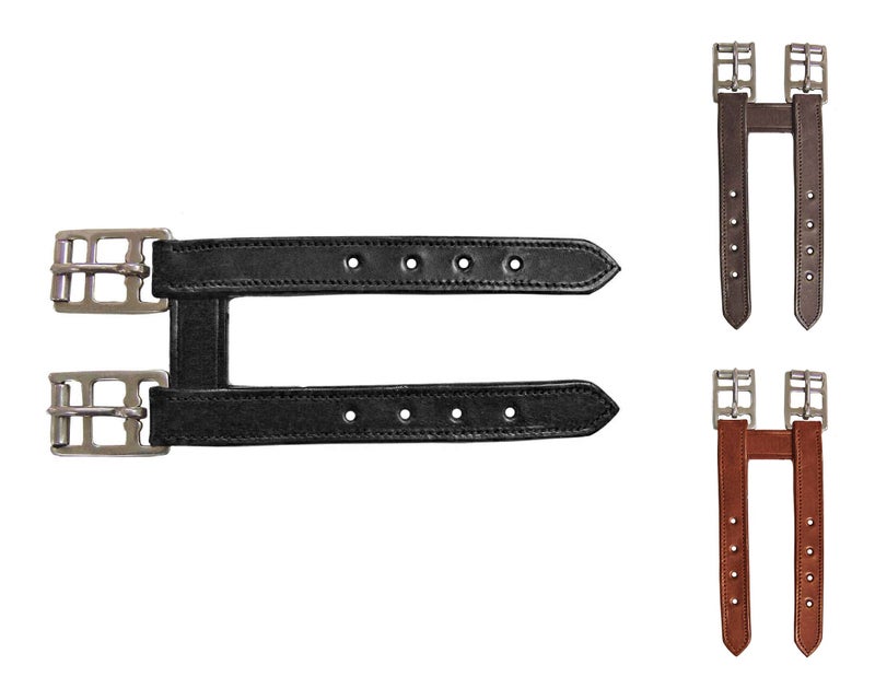 Paris Tack English Leather Elastic Girth Extender with Stainless Steel Buckles and Double Layer Elastic. 1 Year Warranty. - Image 4