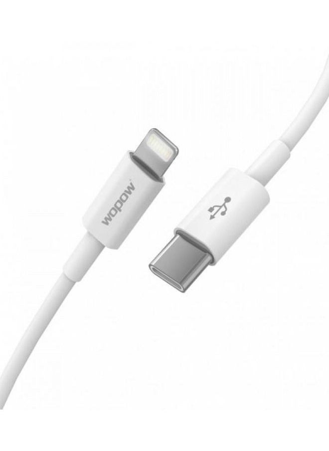 Wopow - Wopow PDMAX Lightning To Type C Data Cable 1 Meter Length For Apple iPhone and iPad - White - Image 1