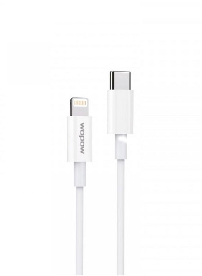 Wopow - Wopow PDMAX Lightning To Type C Data Cable 1 Meter Length For Apple iPhone and iPad - White - Image 1