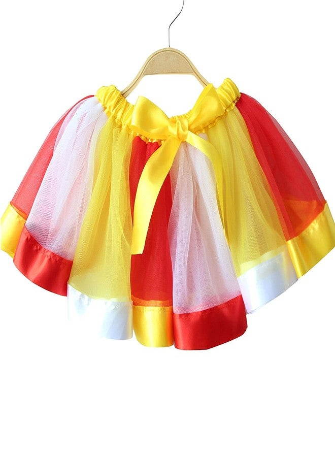HIBA Rainbow Tutu Skirt for phtoshoot Combination of red White and Yellow for Baby Girl 2 Years -3 Years - Image 1