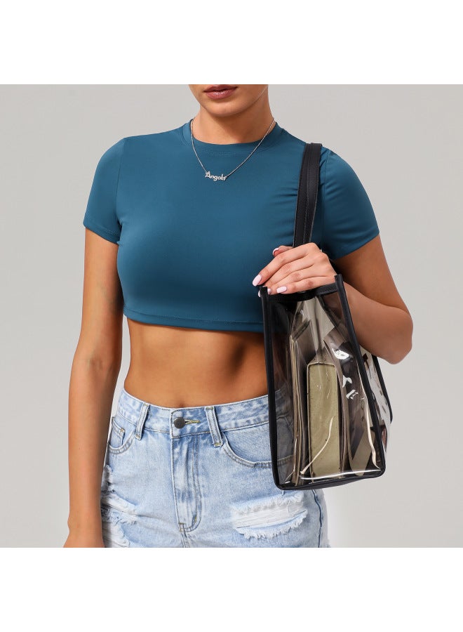 New Quick-drying Tight Yoga Short-sleeved Women's Casual Sports Short-sleeved Fitness Suit Round Neck Short Top