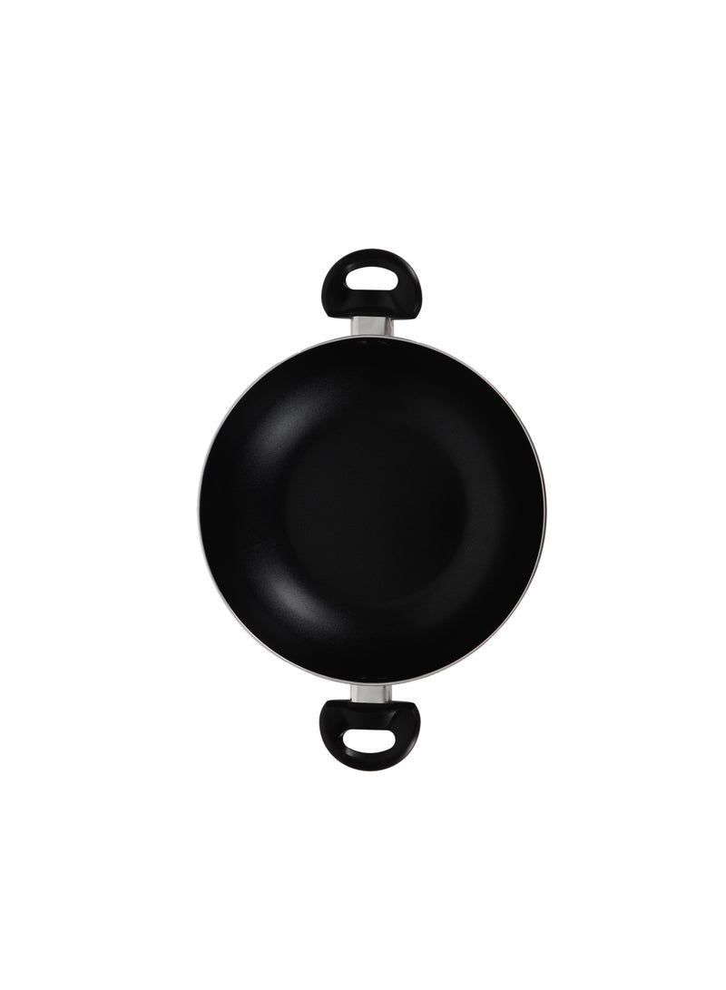 Royalford Elight Series 28 cm Aluminum Wokpan with Nonstick Coating- RF11885/ with Tempered Glass Lid and Soft Touch Bakelite Handles Black - Image 4