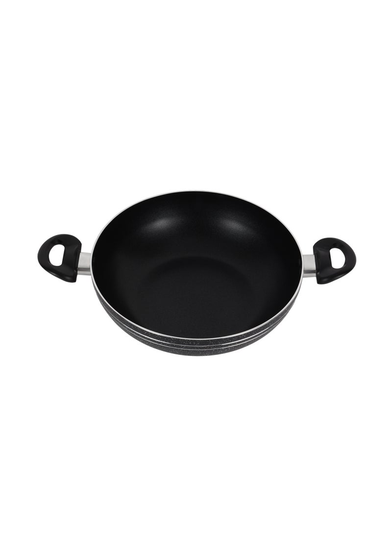 Royalford Elight Series 28 cm Aluminum Wokpan with Nonstick Coating- RF11885/ with Tempered Glass Lid and Soft Touch Bakelite Handles Black - Image 3