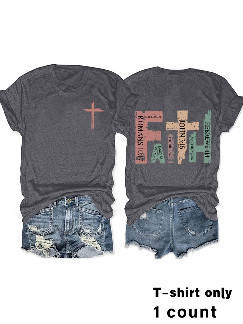 E-Commerce Faith Roma Printed T-Shirt Short Sleeve Loose Fashion T-Shirt - Image 1