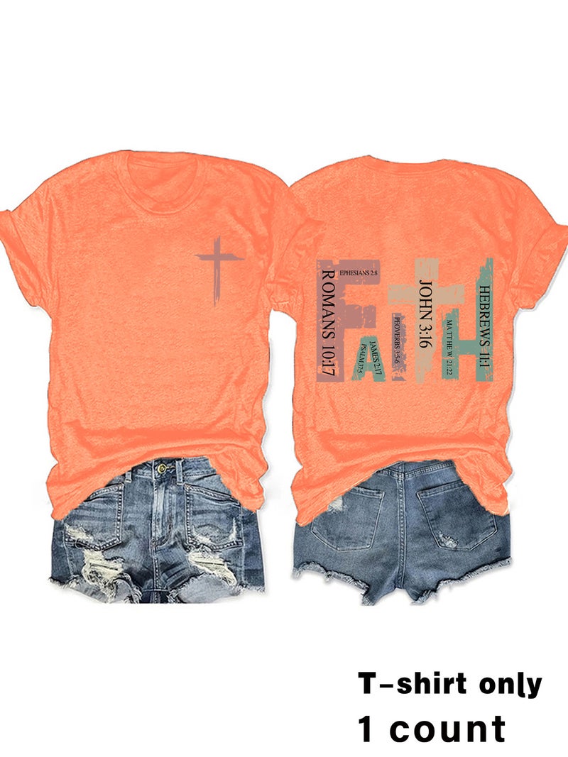 E-Commerce Faith Roma Printed T-Shirt Short Sleeve Loose Fashion T-Shirt - Image 3
