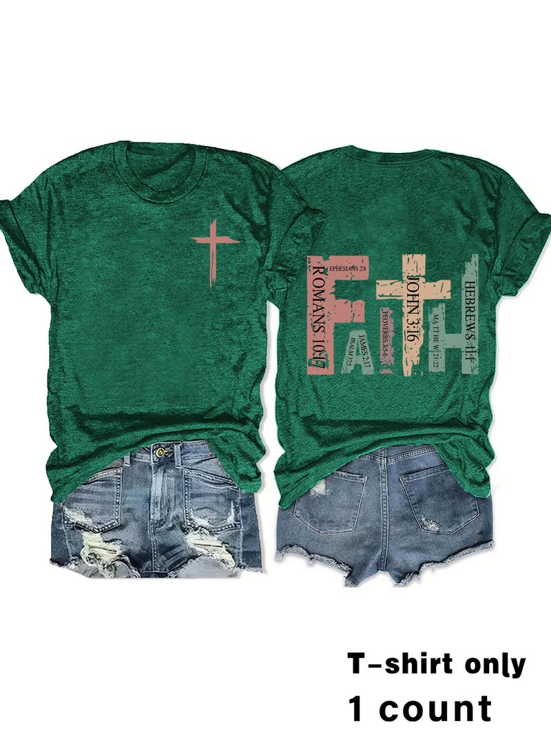 E-Commerce Faith Roma Printed T-Shirt Short Sleeve Loose Fashion T-Shirt - Image 5