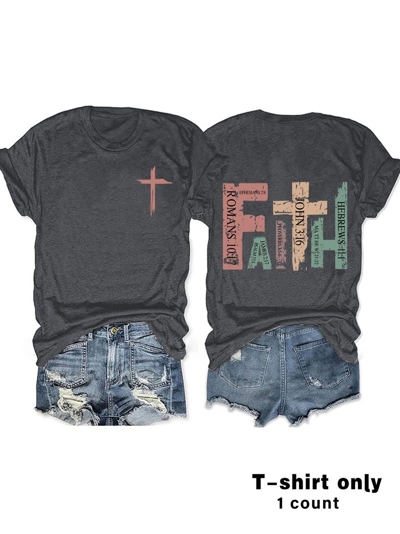 E-Commerce Faith Roma Printed T-Shirt Short Sleeve Loose Fashion T-Shirt - Image 2