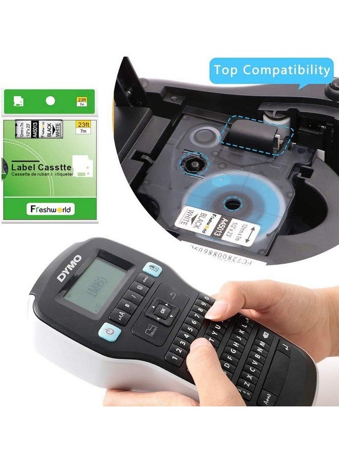 Freshworld 6-Pack Compatible Dymo D1 Label Tape Replacement For Dymo Label Maker Refills D1 45013 45010 45016 45017 45018 45019 Label,For Dymo Labelmanager 160 280 Pnp 360D 210D 420P, 1/2 Inch X 23 Ft - Image 2