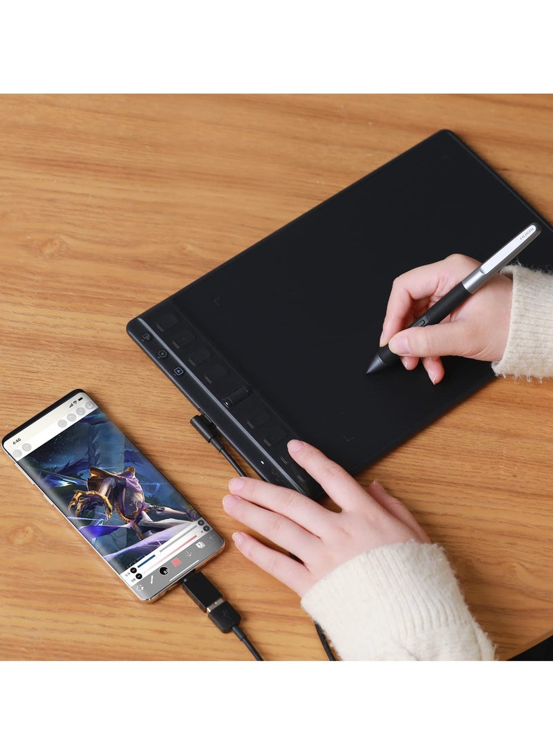 HUION 2023 Inspiroy 2 Medium Drawing Tablet With Scroll Wheel 8 Customized Keys Battery-Free Stylus For Digital Art, Design, Sketch, 9x5inch Graphics Tablet Works With Mac, PC & Mobile Black - Image 5