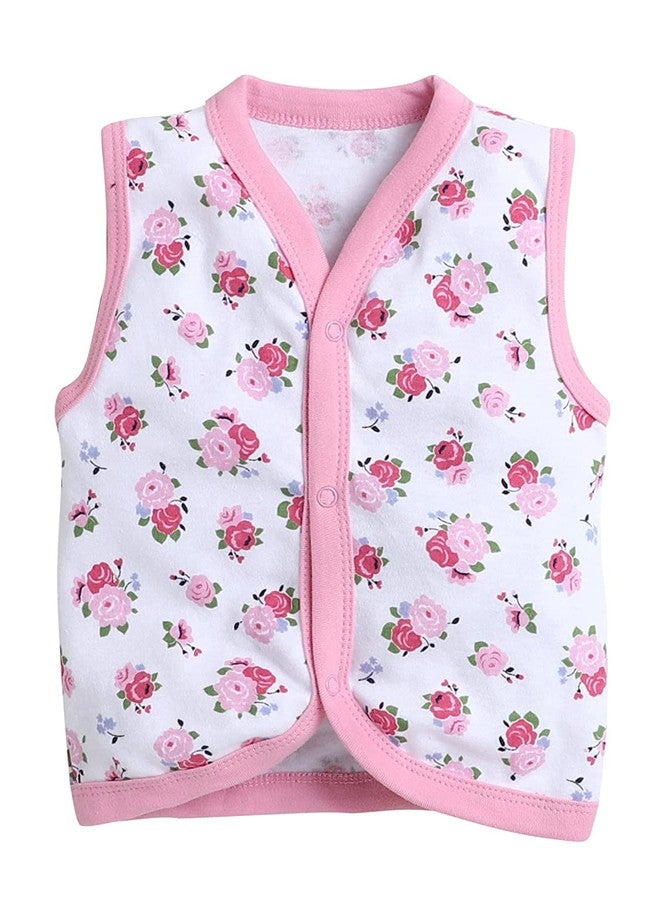 TiniBerry Baby Boy's & Baby Girl's T-Shirt Baby Baby Cotton Front Open Sleeveless Vest Tees Jhabala (Pack of 4) (9-12 Months, Pink) - Image 2