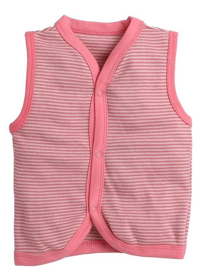 TiniBerry Baby Boy's & Baby Girl's T-Shirt Baby Baby Cotton Front Open Sleeveless Vest Tees Jhabala (Pack of 4) (9-12 Months, Pink) - Image 4