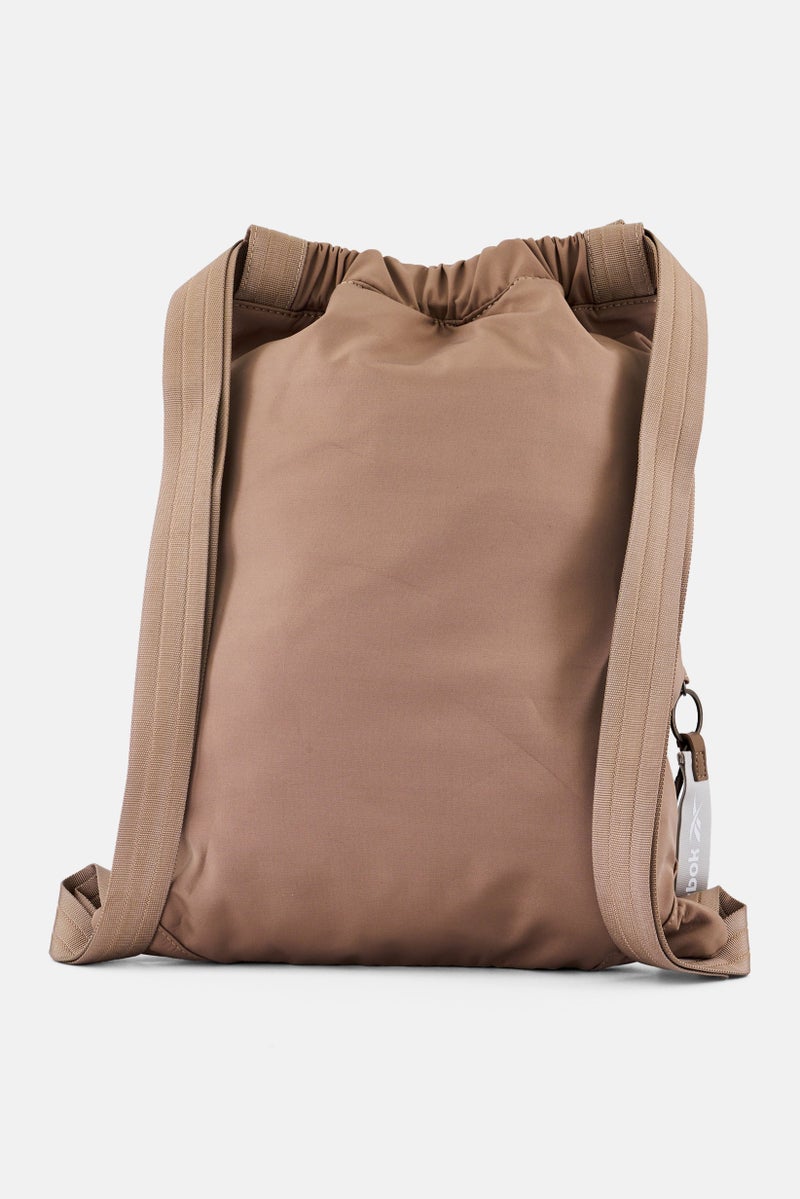 Reebok Men Brand Logo Drawstring Backpack, Taupe  - Image 2