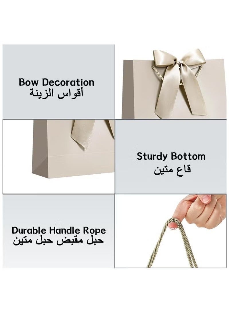 بيكو 2pcs لون الشمبانيا أكياس هدايا كبيرة ، حقائب ورقية مع شريط ، بطاقات المعايدة وورق الأنسجة ، أكياس الحفلات المحمولة مع مقابض ، حقائب هدايا عيد ميلاد ، حقائب حاضرة لحفل الزفاف ، حقائب لوازم الحفلات: 32 سم*25 سم*11 سم - Image 2