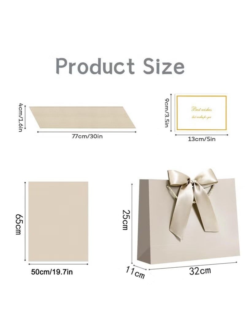 بيكو 2pcs لون الشمبانيا أكياس هدايا كبيرة ، حقائب ورقية مع شريط ، بطاقات المعايدة وورق الأنسجة ، أكياس الحفلات المحمولة مع مقابض ، حقائب هدايا عيد ميلاد ، حقائب حاضرة لحفل الزفاف ، حقائب لوازم الحفلات: 32 سم*25 سم*11 سم - Image 5