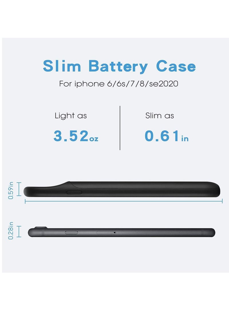 Generic - Charging Case for iPhone 6 6s 7 8 SE2 Charger Case Ultra Thin 3000mAh Battery Case Backup Power Rechargeable Cover Protective Case Black - Image 1