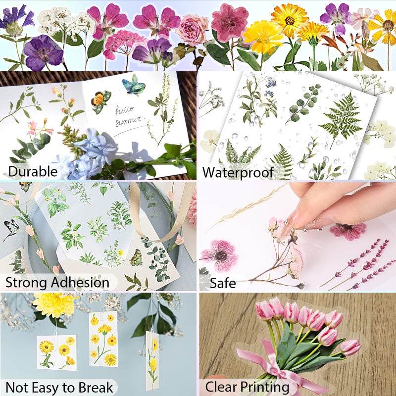 Arme Flower Stickers for Scrapbooking(590 Pieces, 48 Sheets),Decorative Floral Stickers, Small Flower Sticker for Adults, Pressed Flowers Sticker's Pack, Colorful Wildflower Sticker for Scrapbooking - Image 4
