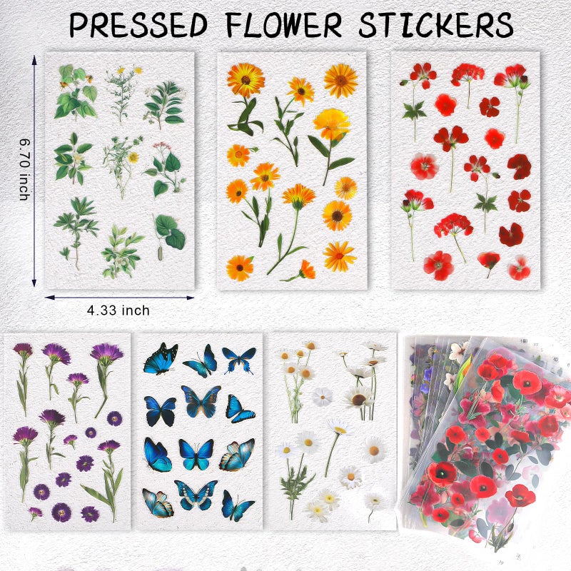 Arme Flower Stickers for Scrapbooking(590 Pieces, 48 Sheets),Decorative Floral Stickers, Small Flower Sticker for Adults, Pressed Flowers Sticker's Pack, Colorful Wildflower Sticker for Scrapbooking - Image 2