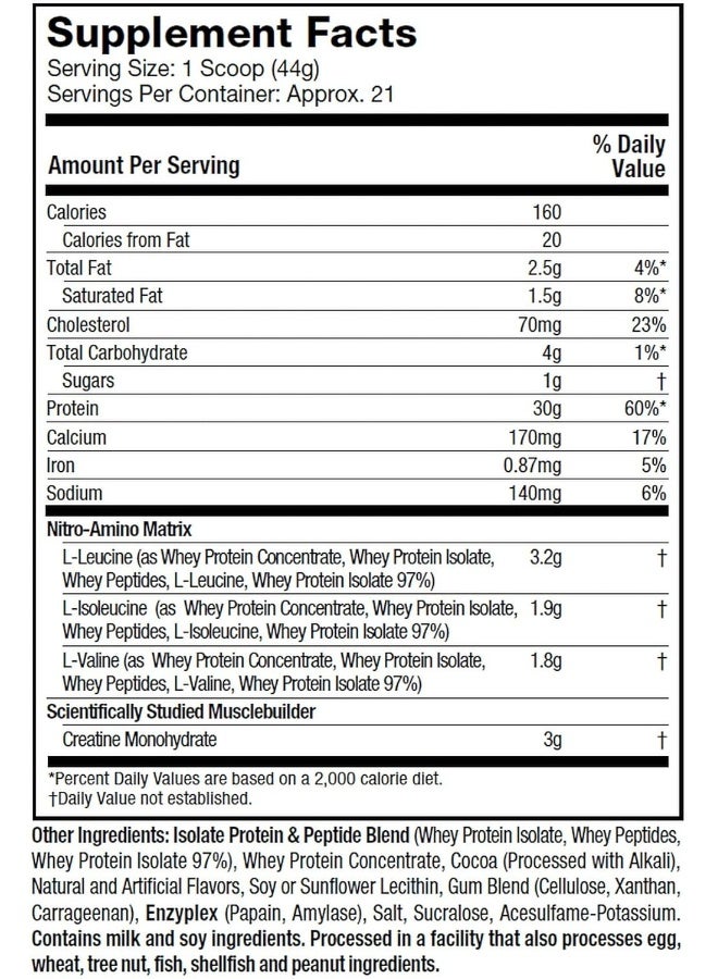 MuscleTech NitroTech Whey Protein Ultimate Muscle Building Formula Increase strength & Performance Milk Chocolate 4Lbs - Image 4