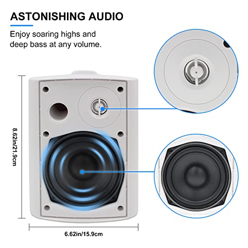 Herdio 525 Inches 600 Watts Passive Indoor Outdoor Speakers Wired WaterproofWall Mount Speakers with Loud Volume Suitable for PatioGarden Home Theater - Image 3