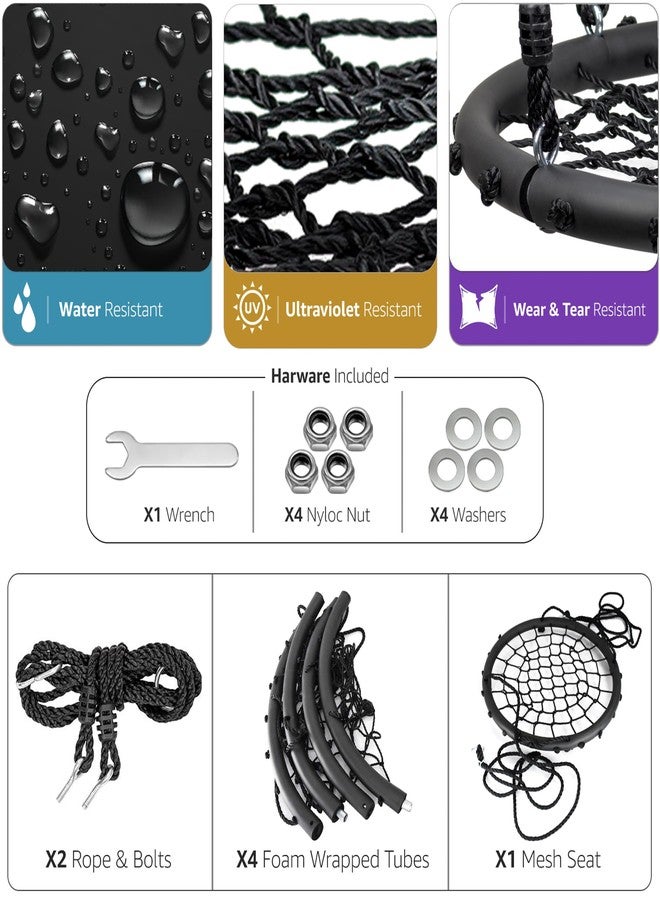 Sorbus أرجوحة سوربوس الدائرية - أرجوحة ديسك خارجية للأطفال - 24" مقعد ثقيل يتحمل 220 رطل - سهلة التركيب - أرجوحة دائرية على شكل طبق طائر - مثالية كهدية، ملعب، عيد ميلاد، عيد الميلاد، أرجوحة داخلية وخارجية - Image 5