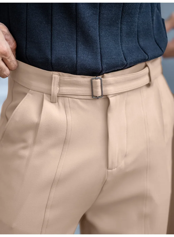 مانياك بنطلون رجالي مانياك بلون كريمي منسوج