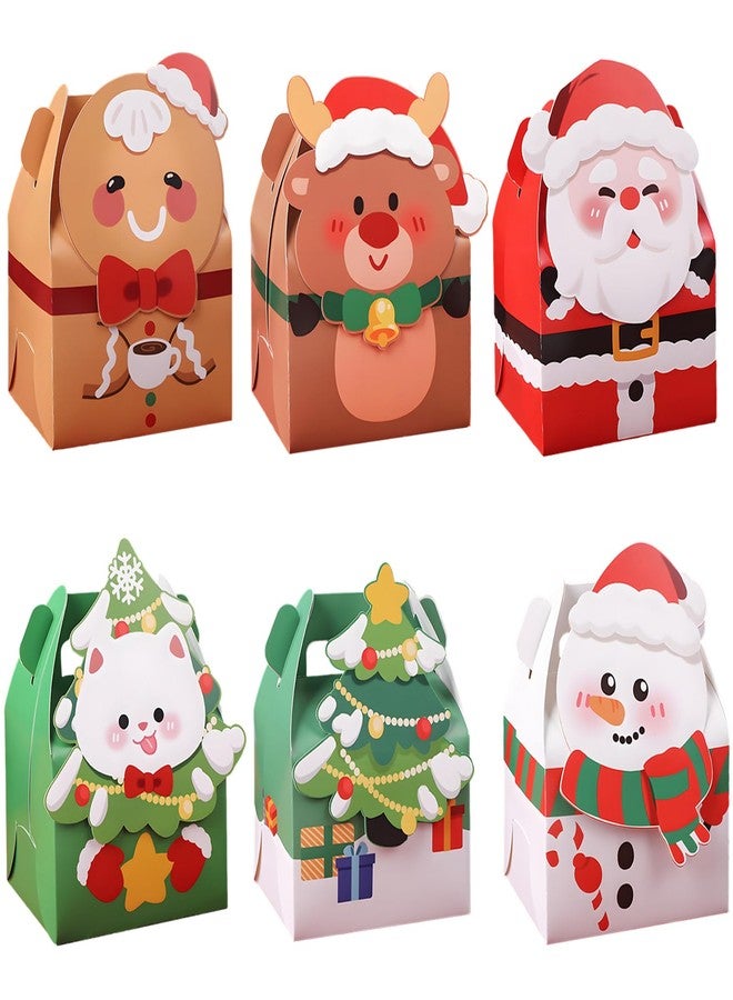 Muswarm 24 PCS Christmas Small Gift Boxes, Xmas 3D Cartoon Paper Boxes for Presents with Handles, Candy Treat Cookie Box, School Classroom Holiday Party Favor Supplies, 6 Designs - Image 1