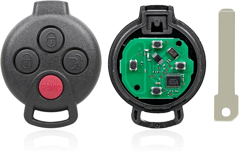 مفتاح بعيد المدى بدون مفاتيح Unifizz 4 أزرار جديد لسيارة مرسيدس-بنز Smart Fortwo (2008-2015)، أسود، KR55WK45144، PCF7941، شريحة - Image 1