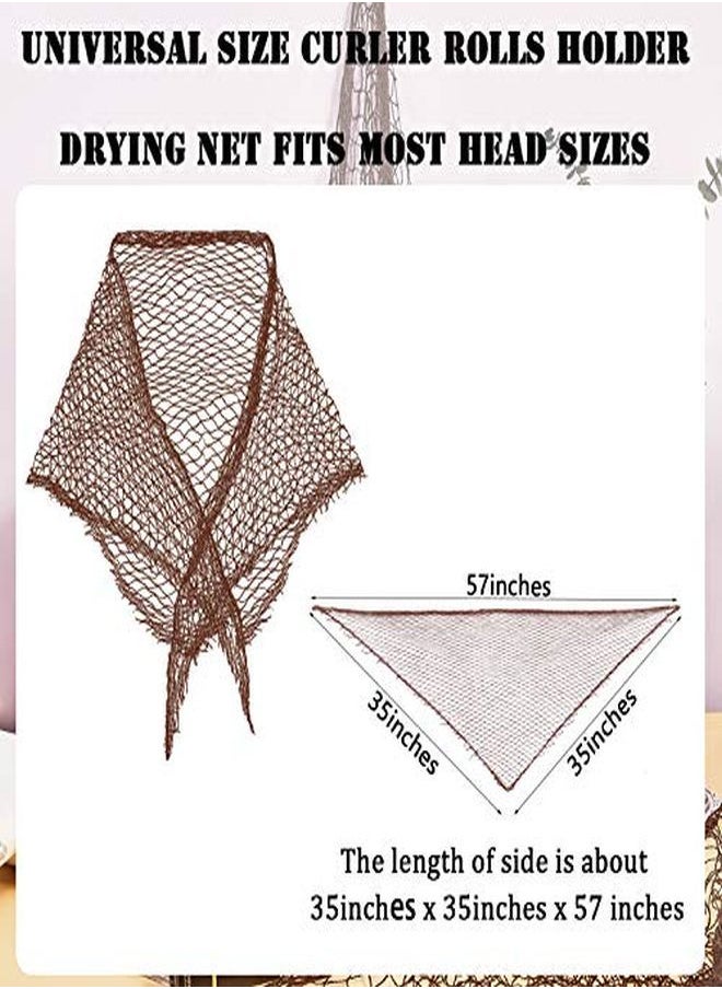 WILLBOND - 4 Pieces Triangle Hair Net For Rollers Women Hair Net Mesh Hair Net Triangular Hair Setting Net For Sleeping 35 X 35 X 57 Inches (Brown) - Image 1