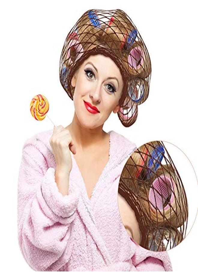 WILLBOND - 4 Pieces Triangle Hair Net For Rollers Women Hair Net Mesh Hair Net Triangular Hair Setting Net For Sleeping 35 X 35 X 57 Inches (Brown) - Image 1