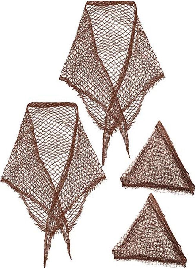 WILLBOND - 4 Pieces Triangle Hair Net For Rollers Women Hair Net Mesh Hair Net Triangular Hair Setting Net For Sleeping 35 X 35 X 57 Inches (Brown) - Image 1