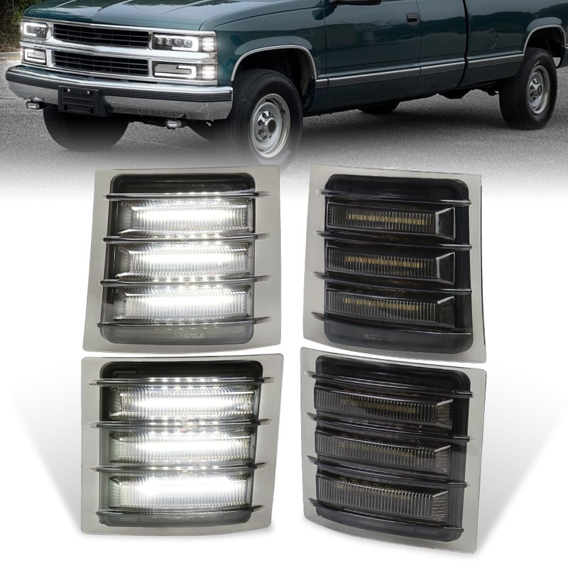 MOVOTOR LED Side Marker Light Assembly with White Sequential Turn Signal LED Front Corner Lights Compatible with 19941998 Chevy CK 1500 2500 3500 C10 Silverado Tahoe SuburbanNOT FIT for GMC - Image 2