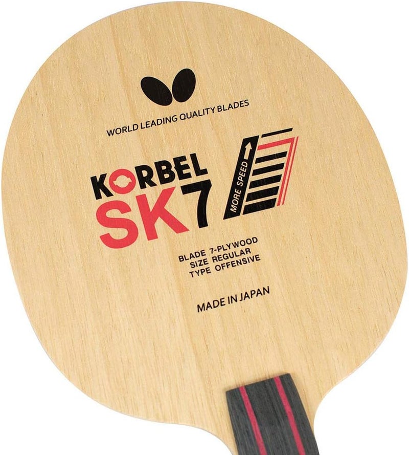 باترفلاي شفرة التنس الطاولة Butterfly Korbel SK7 - شفرة مصنوعة بالكامل من الخشب من 7 طبقات - شفرة محترفة للتنس الطاولة - متوفرة بأنماط مقابض من نوع Shakehand (Anatomical، Flared، Straight) - مصنوعة في اليابان - Image 1