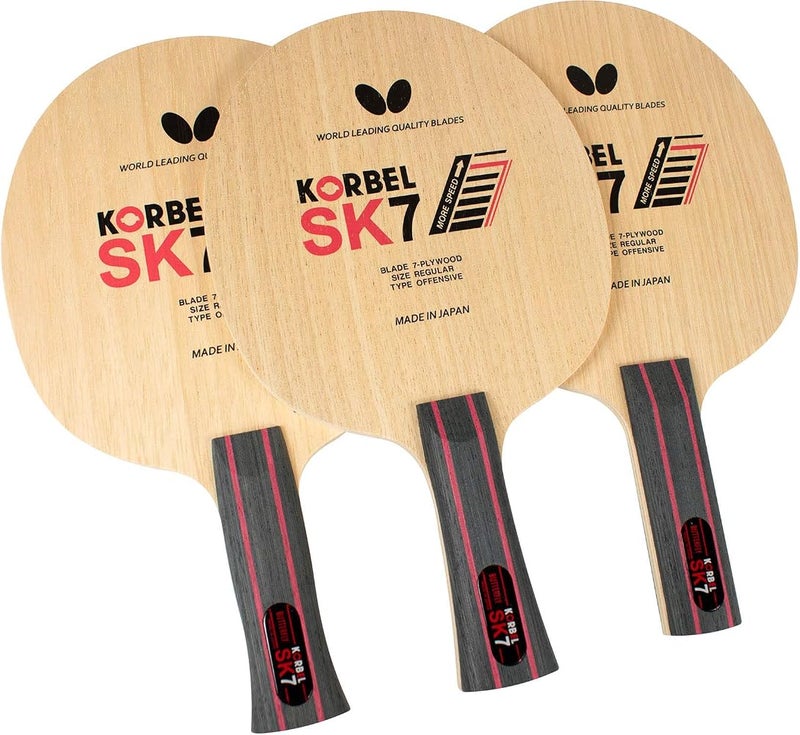 باترفلاي شفرة التنس الطاولة Butterfly Korbel SK7 - شفرة مصنوعة بالكامل من الخشب من 7 طبقات - شفرة محترفة للتنس الطاولة - متوفرة بأنماط مقابض من نوع Shakehand (Anatomical، Flared، Straight) - مصنوعة في اليابان - Image 5
