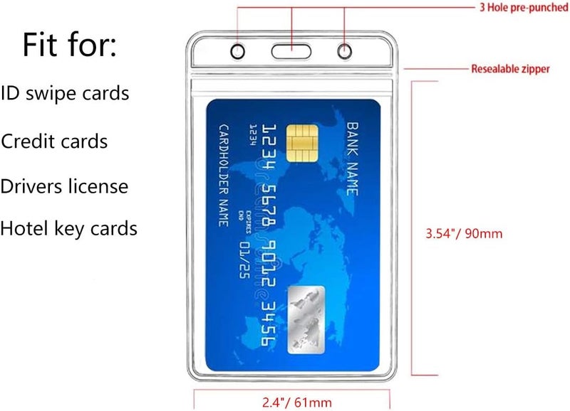 KingSom Vertical ID Badge Holders Sealable Waterproof Clear Plastic Holder, Fits RFID/Proximity/Badge Swipe Cards or Credit Card (20pcs) - Image 1