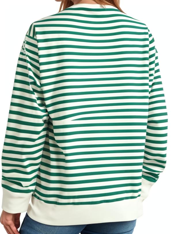 Mack Jonney Women Striped T-Shirt || Women's Full Sleeve T-Shirt || Green, 2XL - Image 3