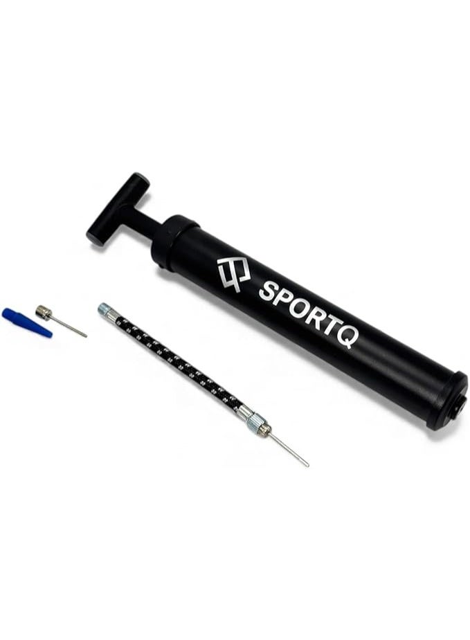 سبورت كيو مضخة كرات محمولة ممتازة من سبورت كيو - مضخة هواء يدوية عالية الضغط مع خرطوم مرن وفوهات متعددة لنفخ كرات القدم وكرة السلة والكرة الطائرة والبالونات والعوامات - حجم صغير محمول - Image 1