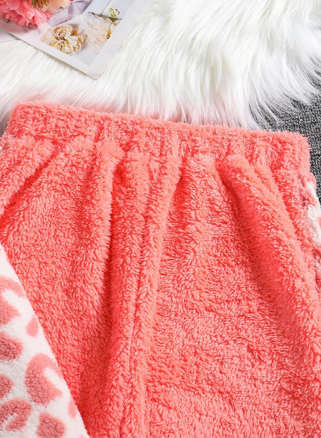 Take Two Teens Leopard Print Fleece Hoodie and Joggers Set - Image 5