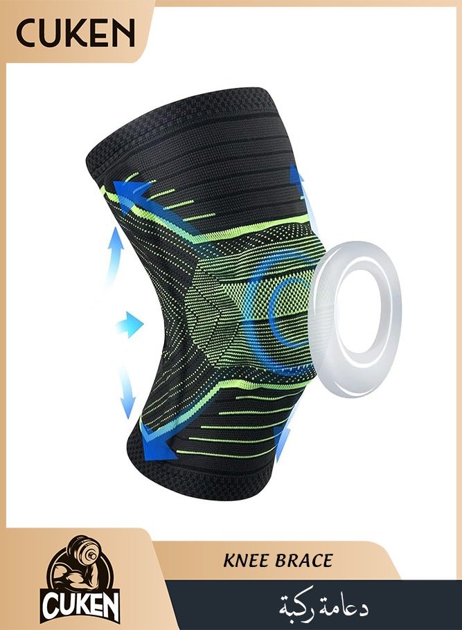 Cuken 1 Piece Professional Knee Brace with Patella Gel Pads & Side Stabilizers,Knee Pads for Running,Meniscus Tear,ACL,Arthritis,Joint Pain Relief，Applicable population weight: 65-75KG  - Image 1