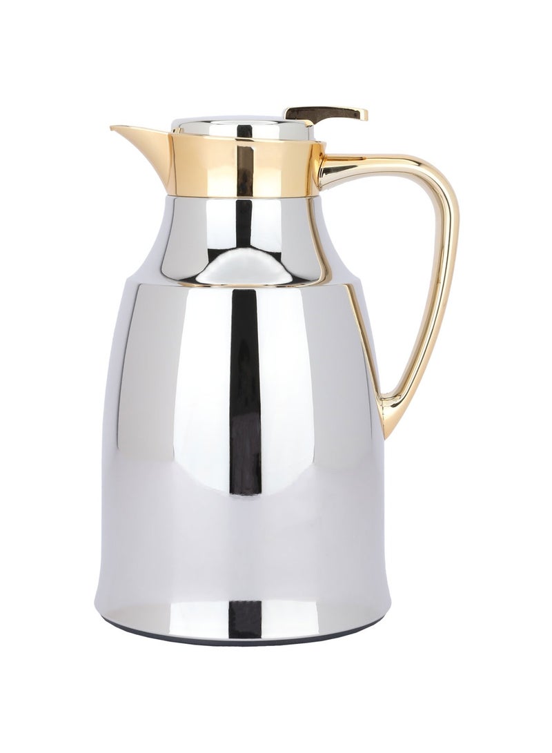 السيف غاليري ترمس الدرعية السيف غاليري، 1 لتر، بيد ذهبي، حافظة داخلية زجاج حراري، هيكل خارجي استيل - فضي - Image 2