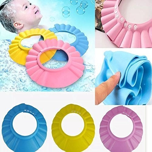 Glowick Baby Bath Shower Cap Adjustable Hat Shampoo Shower Bathing Protection Bath Cap with Ear Shields Easy Hair Wash Cap (1Pcs) - Image 5