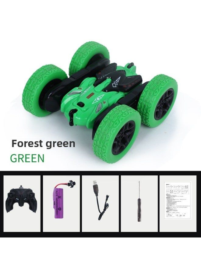 Children's Remote Control Toys Double-sided Flip Dump Truck Rechargeable Off-road Stunt Car Arm Swing Action-Color:Green Stunt Car-Proportion:1 Battery 【25 Minutes】】 - Image 1