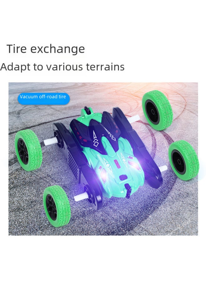 Children's Remote Control Toys Double-sided Flip Dump Truck Rechargeable Off-road Stunt Car Arm Swing Action-Color:Green Stunt Car-Proportion:1 Battery 【25 Minutes】】 - Image 5