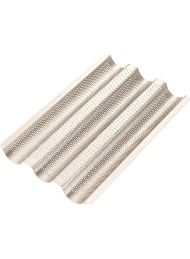 CHEFMADE Chef Made Non-Stick Perforated Baguette Pan for French Bread Pan, Champagne, Large - Image 1