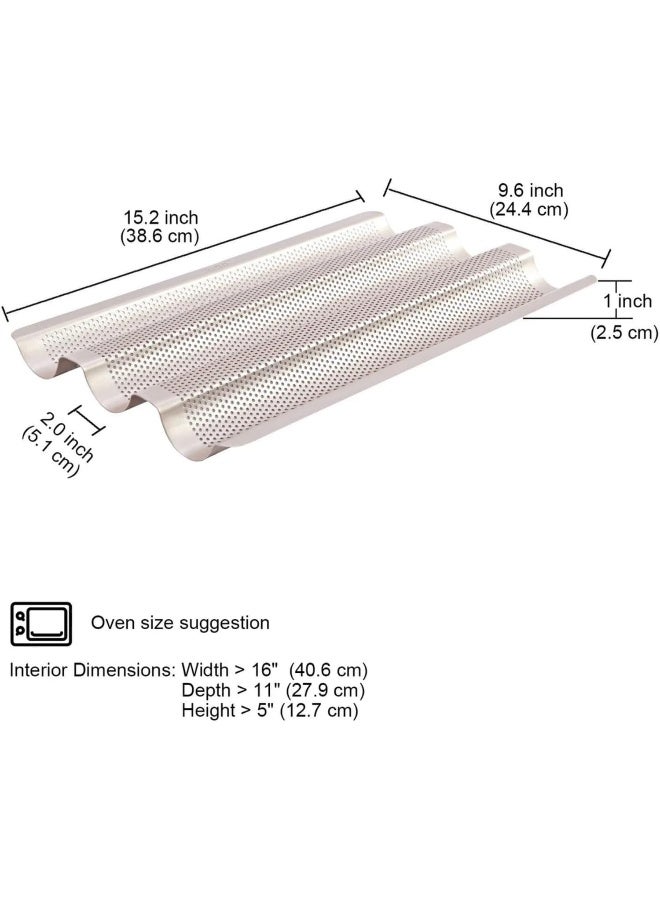 CHEFMADE Chef Made Non-Stick Perforated Baguette Pan for French Bread Pan, Champagne, Large - Image 4