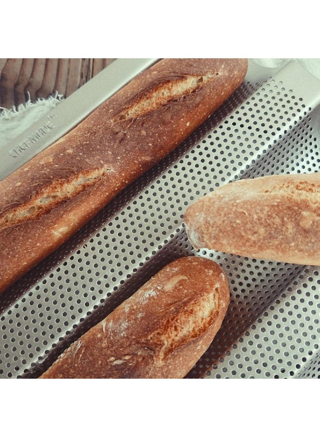 CHEFMADE Chef Made Non-Stick Perforated Baguette Pan for French Bread Pan, Champagne, Large - Image 2