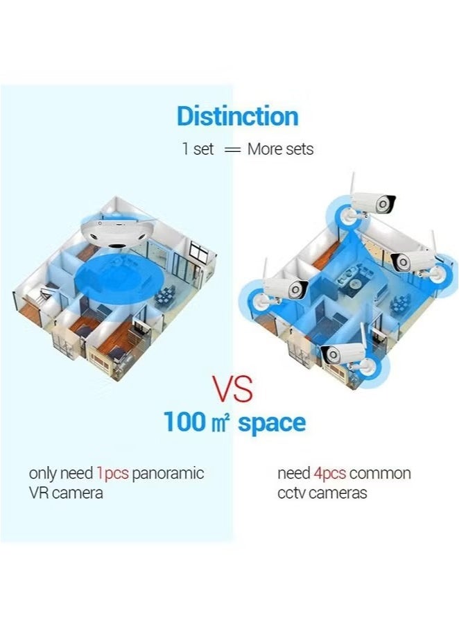 Generic 360° Panoramic Camera VR Wireless WiFi Surveillance Camera with Night Vision, Two-way Voice and Motion Detection  - Image 3