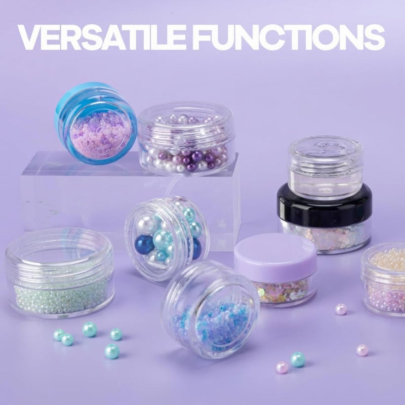 100 Count 5 Gram Sample Jars with White Lids, Empty Cosmetic Containers with Lids, 5ml Small Travel Makeup Containers for Cream, Glitter, Beads - Includes Labels & Mini Spatulas Small travel makeup - Image 3